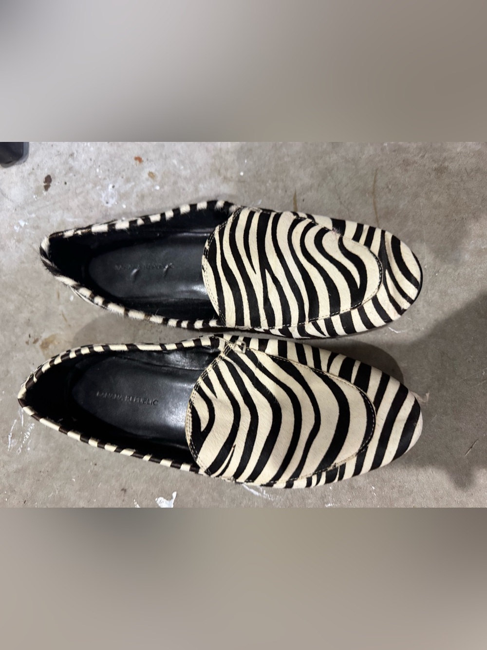Banana Republic calf hair Zebra Print Slip-On Loafers - Black & White